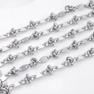 Polished stainless steel coffee bean chain necklace with minimalist handmade knot design