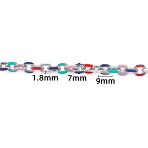 Colorful enamel oval link stainless steel chain 9mm width for DIY jewelry making