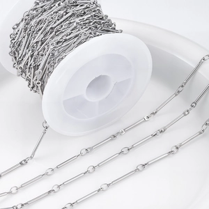 Polished stainless steel double hole straight bar chain for DIY necklace and jewelry making
