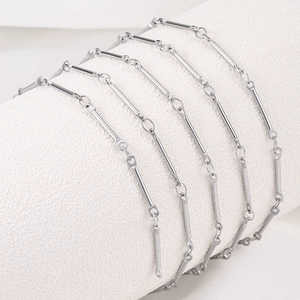 Polished stainless steel bar link chain for DIY minimalist necklace and jewelry making