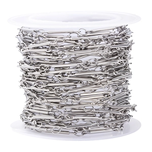 Spool of silver stainless steel bar and link chain for DIY necklace jewelry making