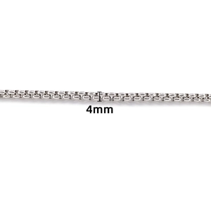 Polished 4mm stainless steel silver box chain for necklaces and bracelets diy jewelry