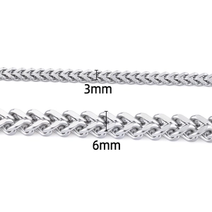 Cadena Franco de acero inoxidable plateado disponible en anchos de 3mm y 6mm para joyería
