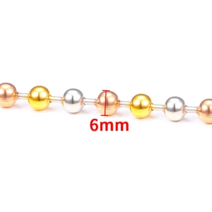 6mm dreifarbige Edelstahl-Kugelkette in Gold, Roségold und Silber für DIY-Schmuck