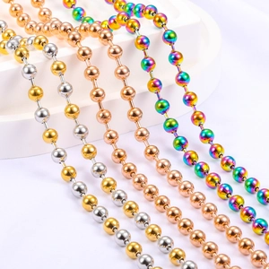6mm Edelstahl Kugelkette in Gold, Silber und Regenbogenfarben für DIY Schmuckherstellung