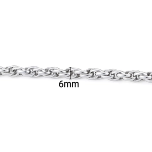 Hochwertige 6mm silberne Edelstahl Kordelkette für Schmuckherstellung und Zubehör