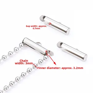 Embouts de tube en acier inoxydable de 3,2 mm pour chaîne à billes de 3 mm argent