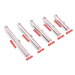 Détail de cinq fermoirs tubes coulissants en acier inoxydable de 20 mm à 40 mm