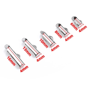 Embouts de cordon pliables en acier inoxydable en cinq tailles pour bijoux DIY