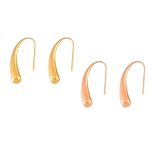 Pendientes de gota en oro y oro rosa con acabado de espejo pulido para mujer