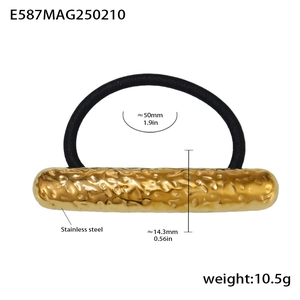 Vue détaillée du nœud doré en acier inoxydable et de l'élastique avec dimensions