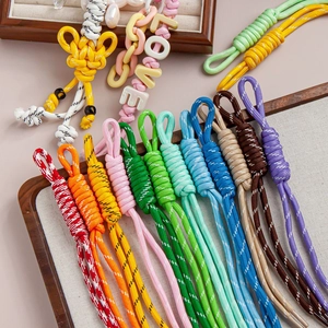 Handcrafted 5mm colorful nylon paracord keychain with spiral knots and letter beads