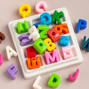 Colorful acrylic alphabet beads with large holes for DIY jewelry and crafts making