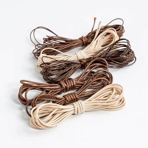 DIY waxed cotton cord bundle in shades of brown for handmade jewelry weaving