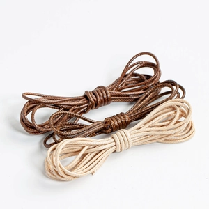 DIY handmade wax-coated cord for jewelry in deep brown and beige colors, three bundles