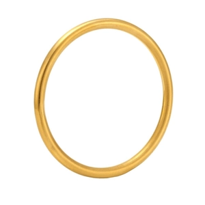 Minimalist round 18K gold plated stainless steel bangle with a matte finish on white background