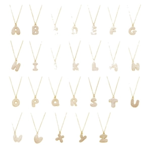 Golden 18k plated stainless steel necklace with 26 zircon-studded letter pendants