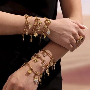 Soñador DIY Trébol de la Suerte Oso Circonia Conjunto de Pulsera Alta Calidad Acero Inoxidable Corazón Árbol de la Vida Pulsera Para Mujer Joyería Regalo