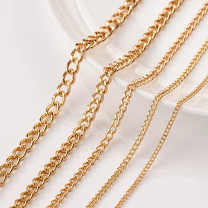 Polished 18K gold plated curb chain links in four various widths for jewelry DIY