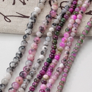 Polished natural Persian jade beads for DIY jewelry with oil painting texture details