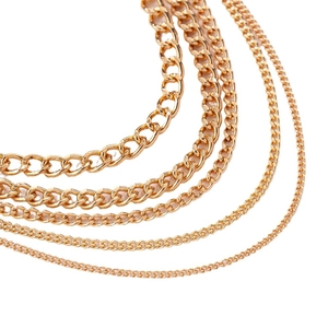 Five assorted sizes of 18K gold plated iron curb chains for DIY jewelry making and crafts