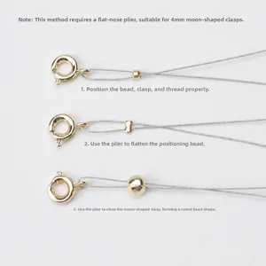 DIY guide showing 4mm 14K gold plated crescent moon clasp assembly for jewelry making