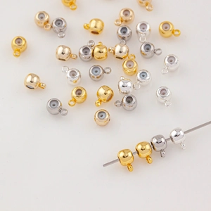 Macro di perle d'arresto placcate oro 14K con silicone per la creazione di gioielli fai da te