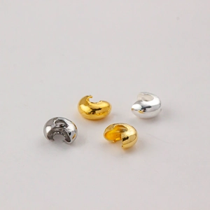14K gold and silver plated C-shaped crimp bead covers for jewelry making DIY projects
