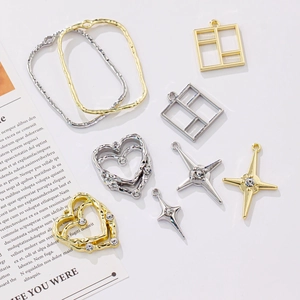 DIY Alloy Rhinestone Pendants Irregular Geometric Star Heart Charms For Jewelry Making Handcrafted Earring Necklace Accessories