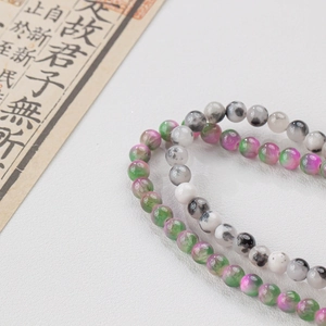 Artistic 4-12mm natural Persian jade beads in gradient purple and spotted patterns