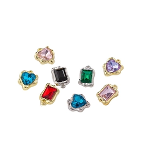 Assorted heart and square gemstone pendants for DIY jewelry making in multiple colors