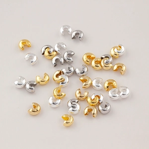 14K Gold Plated Copper Crescent Crimp Bead Covers C-Shape DIY Jewelry Making Bracelet Necklace Ending Findings Components
