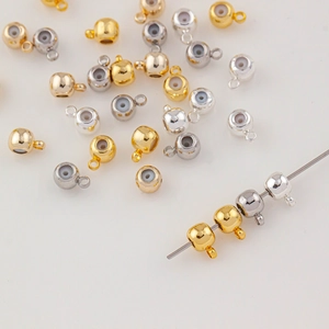 Perline di Posizionamento in Silicone Placcato Oro 14K in Rame Con Anello per Creazione Gioielli DIY Bracciale Collana