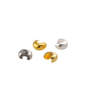 Polished 14K gold and silver crescent C-buckle bracelet connectors and DIY jewelry parts
