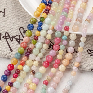 Natural Jade Round Beads For DIY Jewelry Making Polished Smooth Multicolor Stone Beads For Bracelets Necklaces Handmade Crafts Accessory