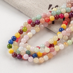 Assorted 6-8mm natural colorful round jade beads for DIY jewelry making and necklaces