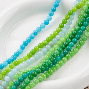 Strands of 4-12mm round teal and green jade beads for DIY necklace and bracelet jewelry