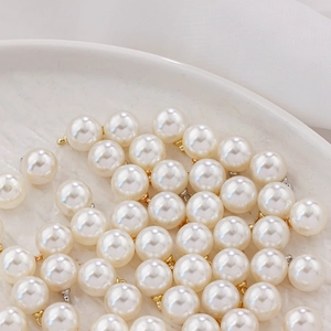 Lustrous white ABS imitation pearl pendants with metal loops for DIY jewelry making