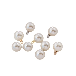 Polished ABS pearl pendants with gold and silver metal loops for DIY jewelry making