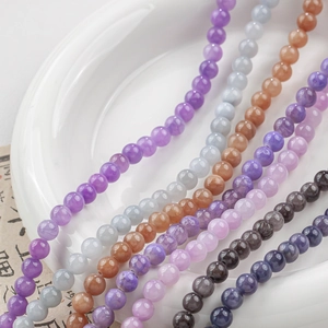 Colorful natural jade round beads for DIY jewelry making in multiple pastel tones