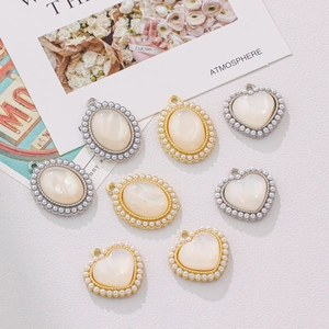Elegant cat eye heart and oval pearl pendants for DIY necklaces and bracelets