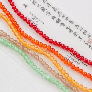 Handmade necklace with 4-12mm natural colorful round jade ice silk beads for DIY jewelry