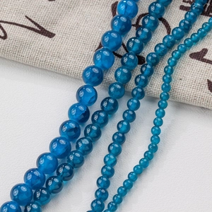 Polished blue ice silk jade beads in four sizes for jewelry making and DIY projects