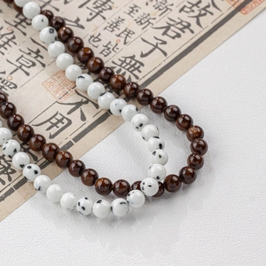 Polished brown and spotted white natural jade beads 4-12mm for DIY jewelry making