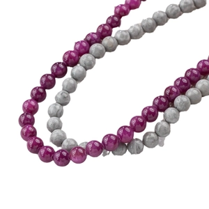 Natural jade beads in deep magenta and marble white for DIY jewelry necklace making