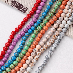 Natural Stone Round Turquoise Loose Beads For DIY Jewelry Making Bracelet Necklace Modern Chinese Style Gemstone Accessory