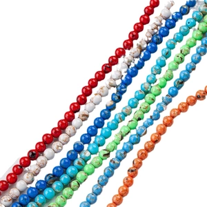 Cuentas redondas de concha y turquesa de colores para hacer joyas artesanales