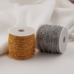 Spools of 1.5mm gold and silver plated metal O-chains for DIY necklace jewelry making