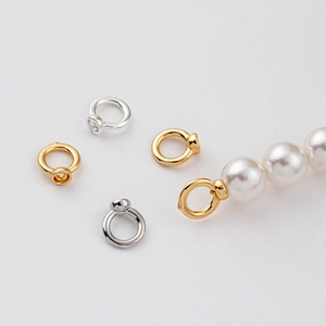 Copper 18K Gold Plated Round Artificial Pearl Base Connector For DIY Jewelry Making Bracelet Necklace Handmade Accessories Findings