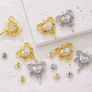 Pendentifs cœur en alliage et résine doré et argenté pour bijoux DIY artisanaux